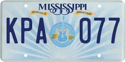 MS license plate KPA077