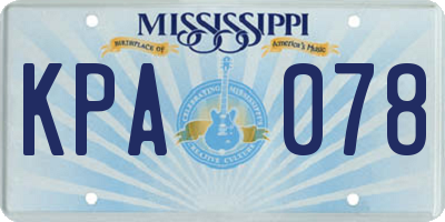 MS license plate KPA078