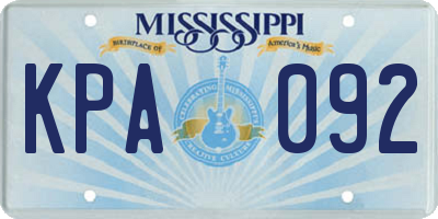 MS license plate KPA092