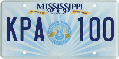 MS license plate KPA100