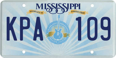 MS license plate KPA109