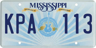 MS license plate KPA113