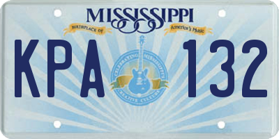 MS license plate KPA132