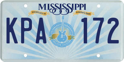 MS license plate KPA172