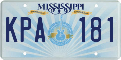 MS license plate KPA181