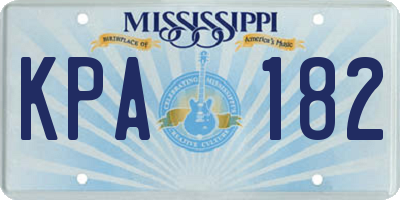 MS license plate KPA182