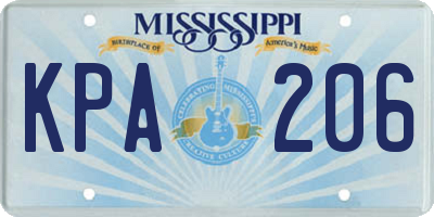 MS license plate KPA206