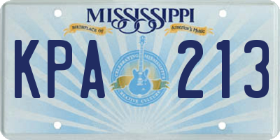 MS license plate KPA213