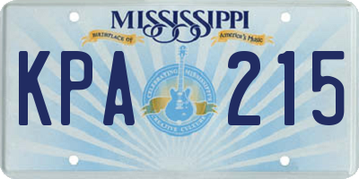 MS license plate KPA215