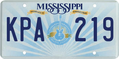 MS license plate KPA219