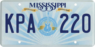 MS license plate KPA220