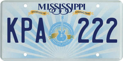 MS license plate KPA222