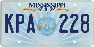 MS license plate KPA228