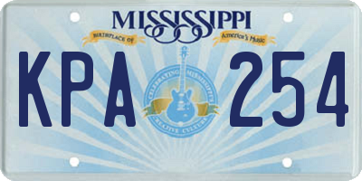 MS license plate KPA254