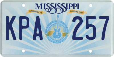 MS license plate KPA257