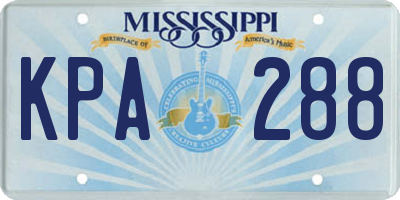 MS license plate KPA288