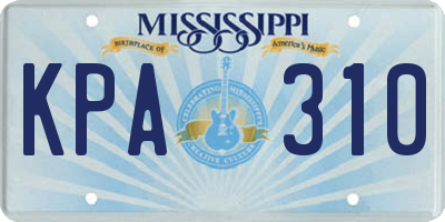 MS license plate KPA310