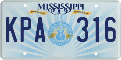 MS license plate KPA316