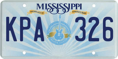 MS license plate KPA326