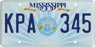 MS license plate KPA345