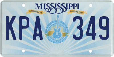 MS license plate KPA349