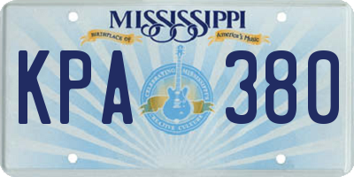 MS license plate KPA380