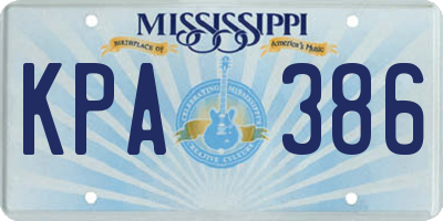 MS license plate KPA386