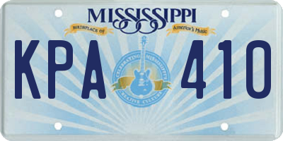 MS license plate KPA410