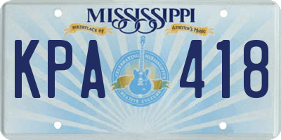 MS license plate KPA418