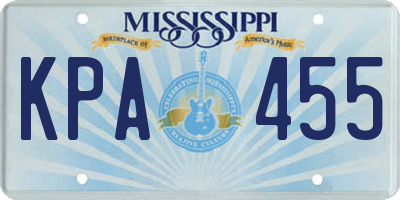 MS license plate KPA455
