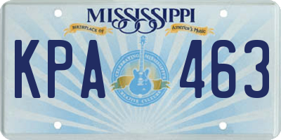 MS license plate KPA463