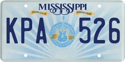 MS license plate KPA526