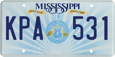 MS license plate KPA531