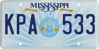 MS license plate KPA533