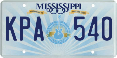 MS license plate KPA540