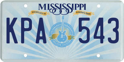 MS license plate KPA543