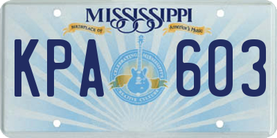 MS license plate KPA603