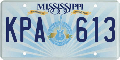 MS license plate KPA613