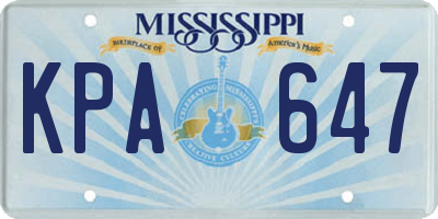 MS license plate KPA647