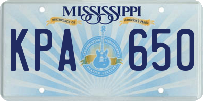 MS license plate KPA650