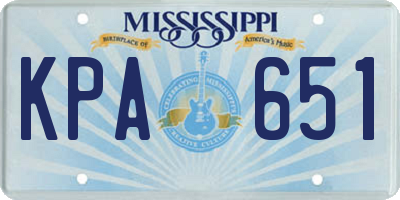 MS license plate KPA651