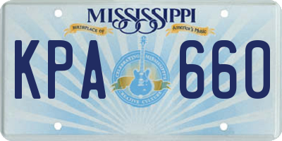MS license plate KPA660