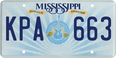 MS license plate KPA663