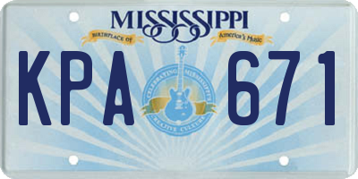 MS license plate KPA671