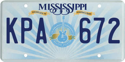 MS license plate KPA672