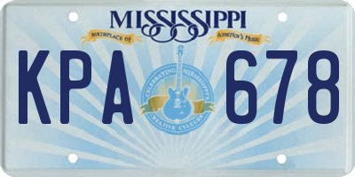 MS license plate KPA678