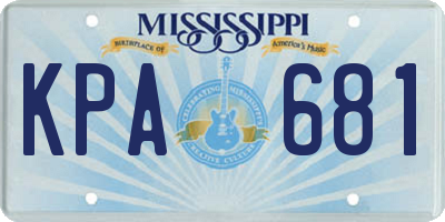 MS license plate KPA681