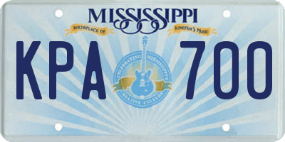 MS license plate KPA700