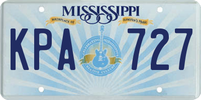 MS license plate KPA727