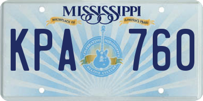 MS license plate KPA760